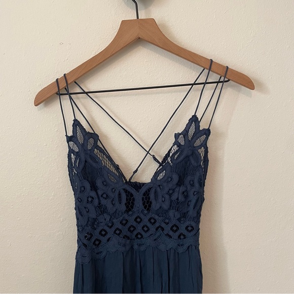 Free People Adella Maxi Slip Dress in Midnight Blue Small - Picture 6 of 13